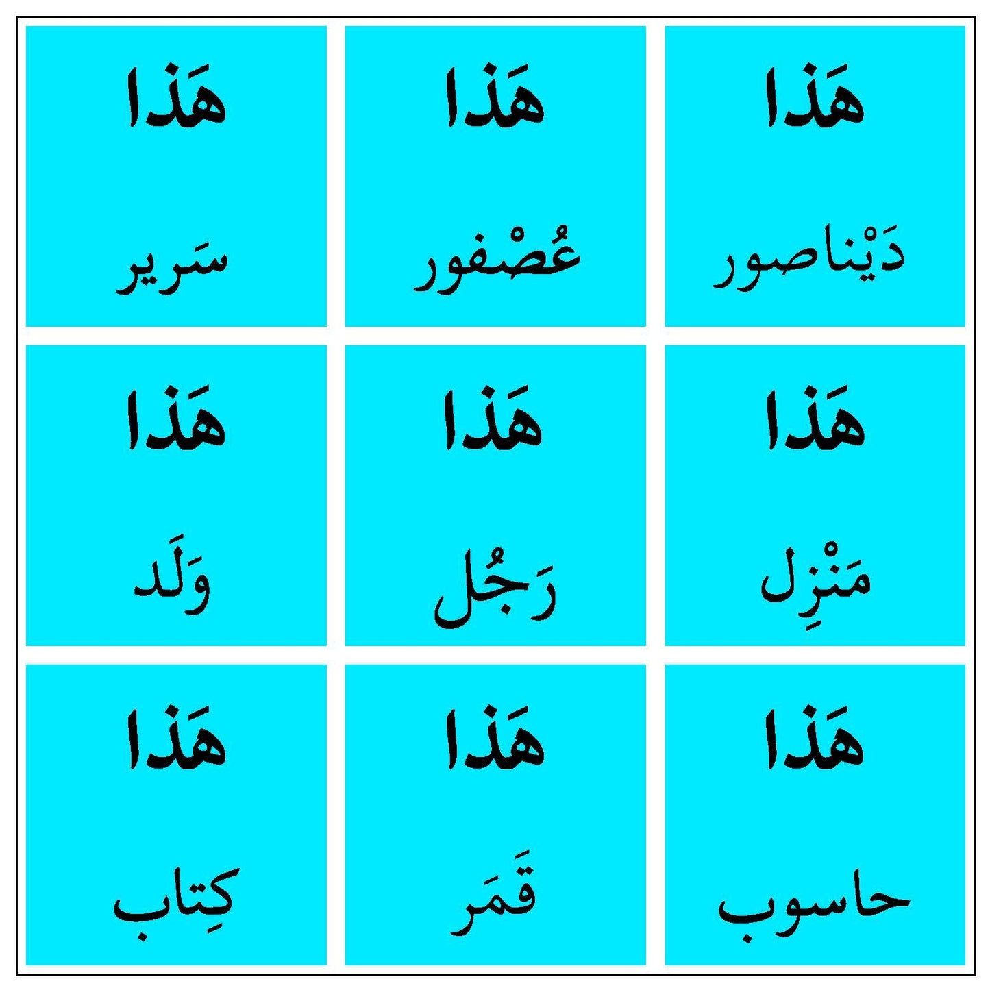 I Learn - Demonstratives Arabic Learning Game - 5 Playing Boards and 45 Cards - أتعلم - أسماء الإشارة