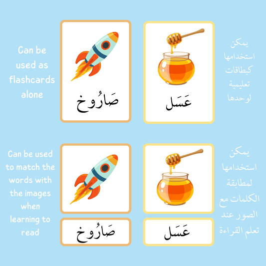 Montessori Inspired 3 Part Vocabulary Nomenclature Arabic Flashcards - Digital Printable - بطاقات التسمية مونتيسوري كلمات وصور -تنزيل رقمي - Arabic Joy